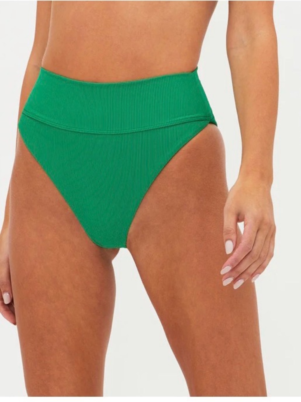 Beach Riot Ribbed High-Waist Green Bikini Bottom